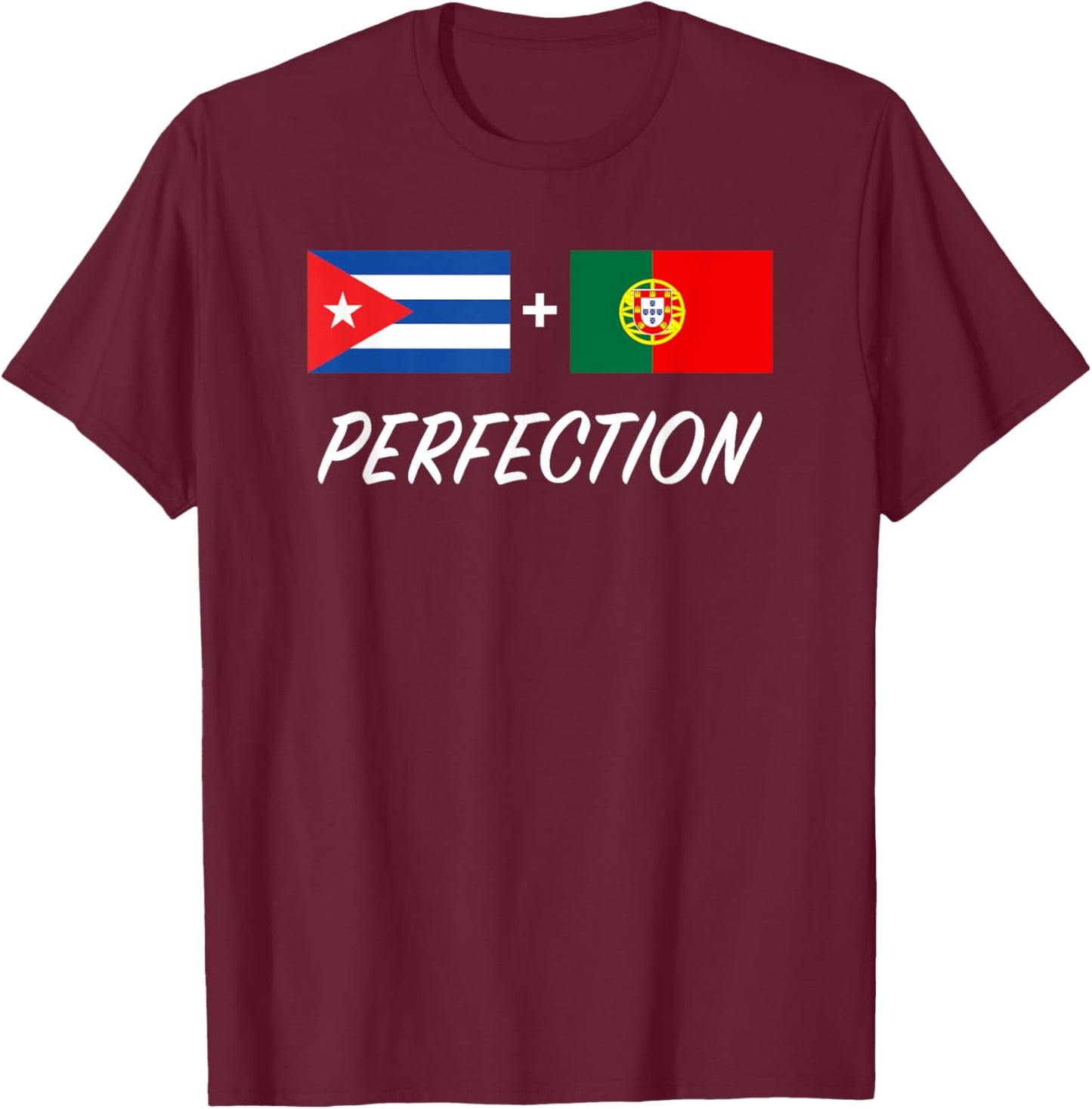 Cuban Portuguese Flag Cuba Portugal Mix Heritage T-Shirt - T-Shirt | Maroon