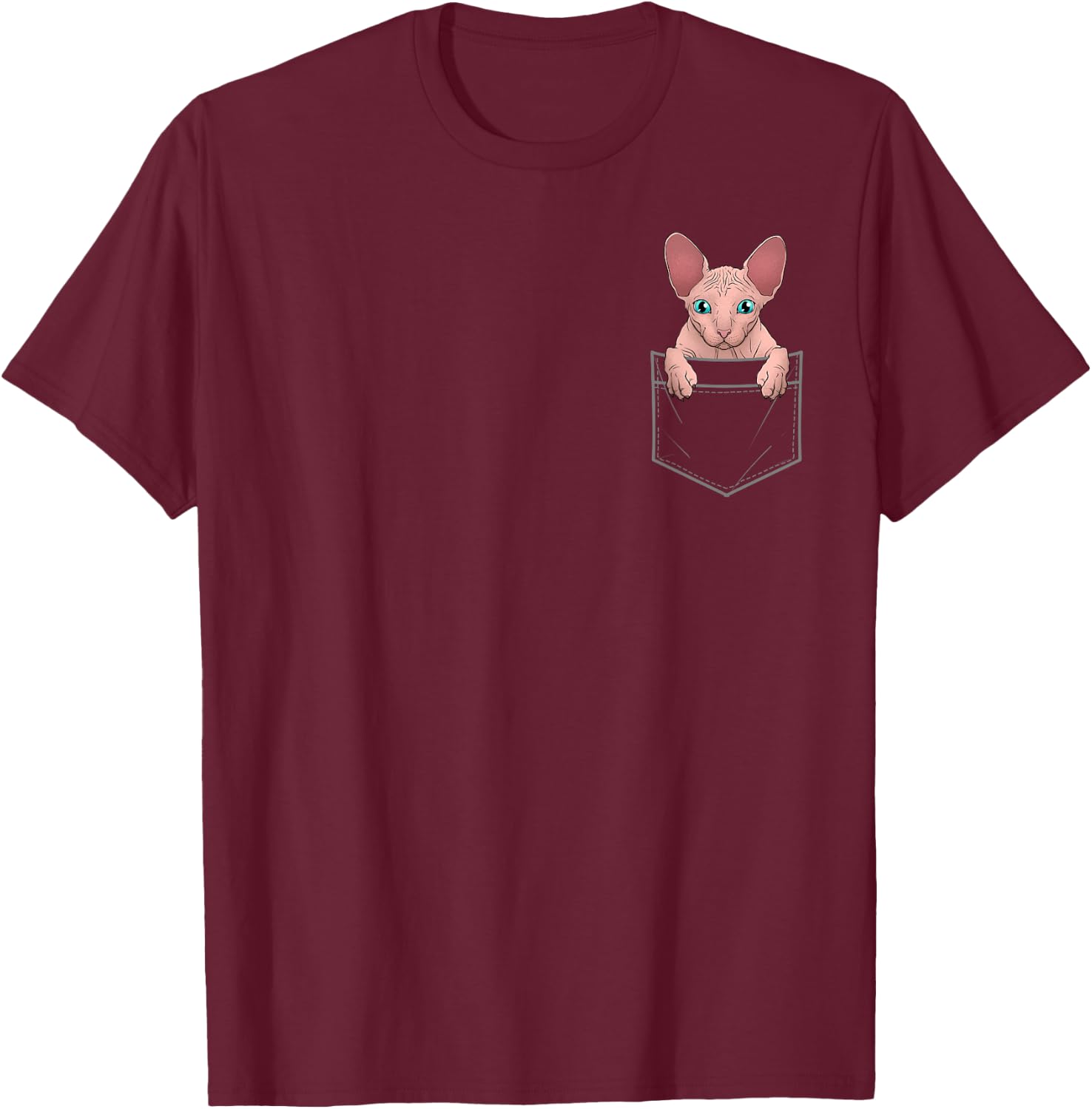 Cute Sphynx Cat Art Women Kids Hairless Cat Sphynx T-Shirt - T-Shirt | Maroon