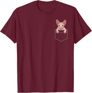 Cute Sphynx Cat Art Women Kids Hairless Cat Sphynx T-Shirt - T-Shirt | Maroon