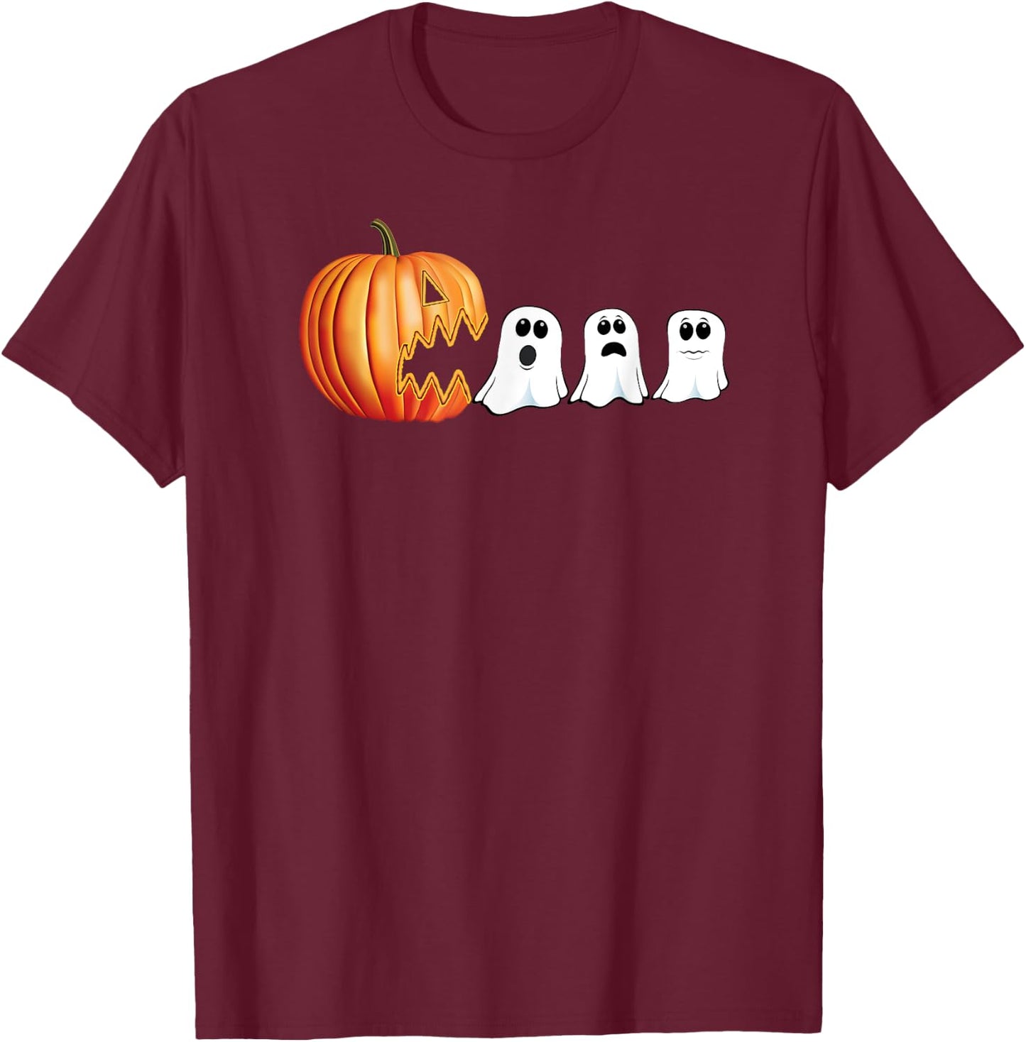 Funny Halloween Pumpkin Ghosts Jack o Lantern T-Shirt - T-Shirt | Maroon