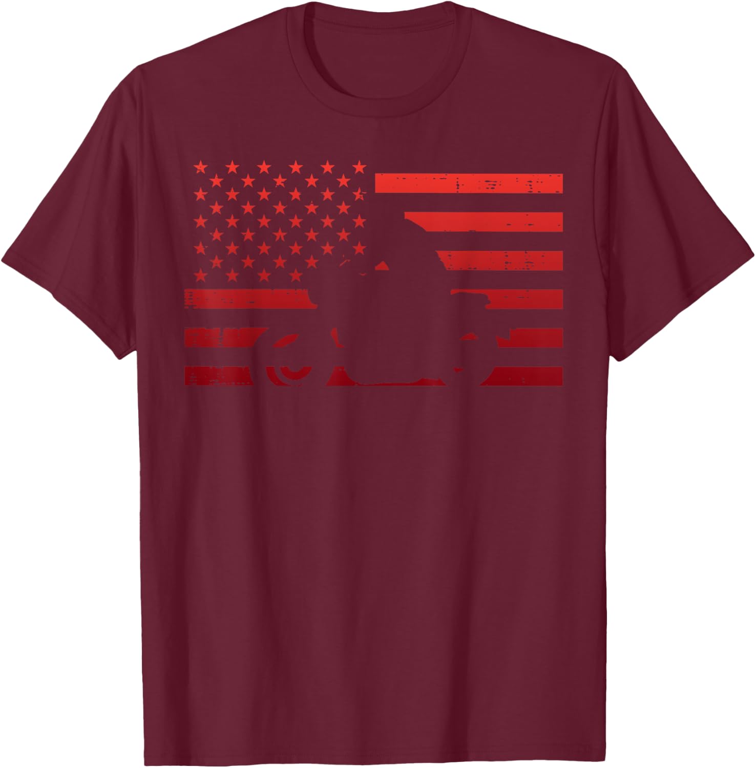 Biker Red US Flag Motorcycle Vintage Patriot Men Women Kids T-Shirt - T-Shirt | Maroon