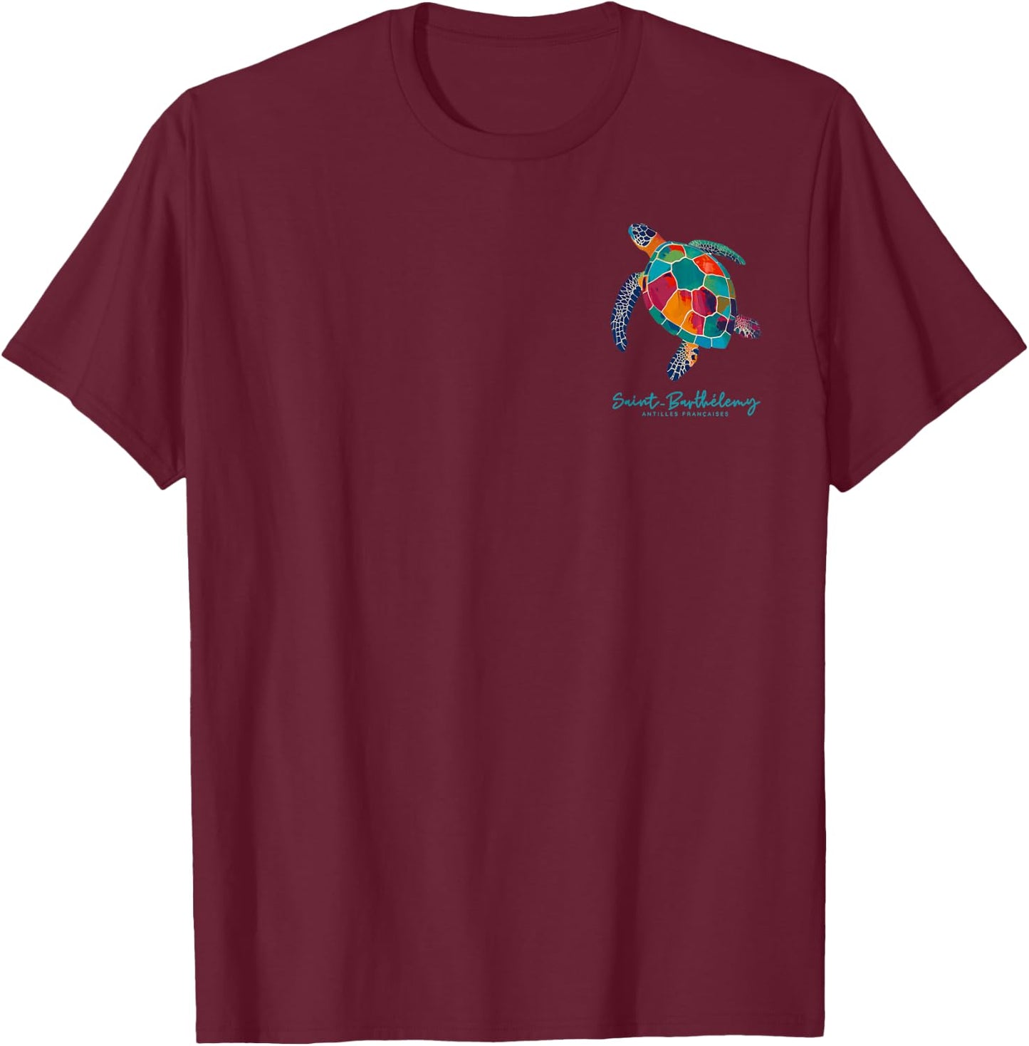 St Barts Caribbean Vintage St. Barths Ocean Sea Turtle T-Shirt - T-Shirt | Maroon