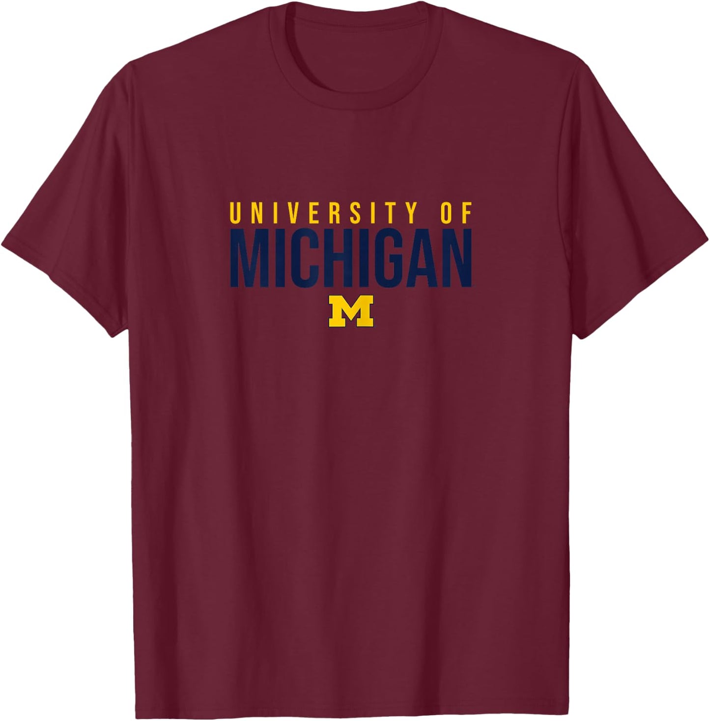 University of Michigan Wolverines U of M Stacked T-Shirt - T-Shirt | Maroon
