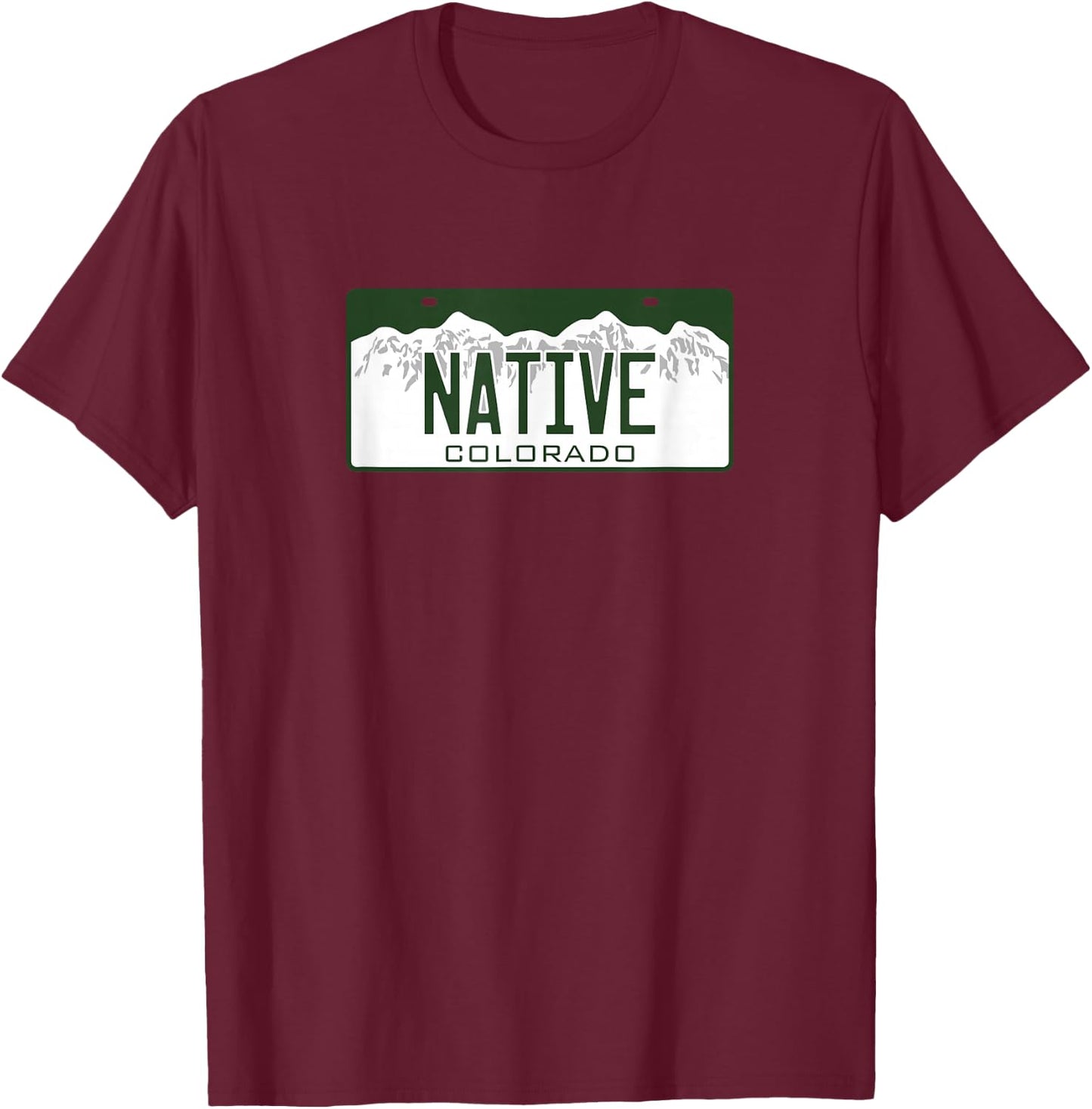 Colorado NATIVE License Plate T-Shirt - T-Shirt | Maroon