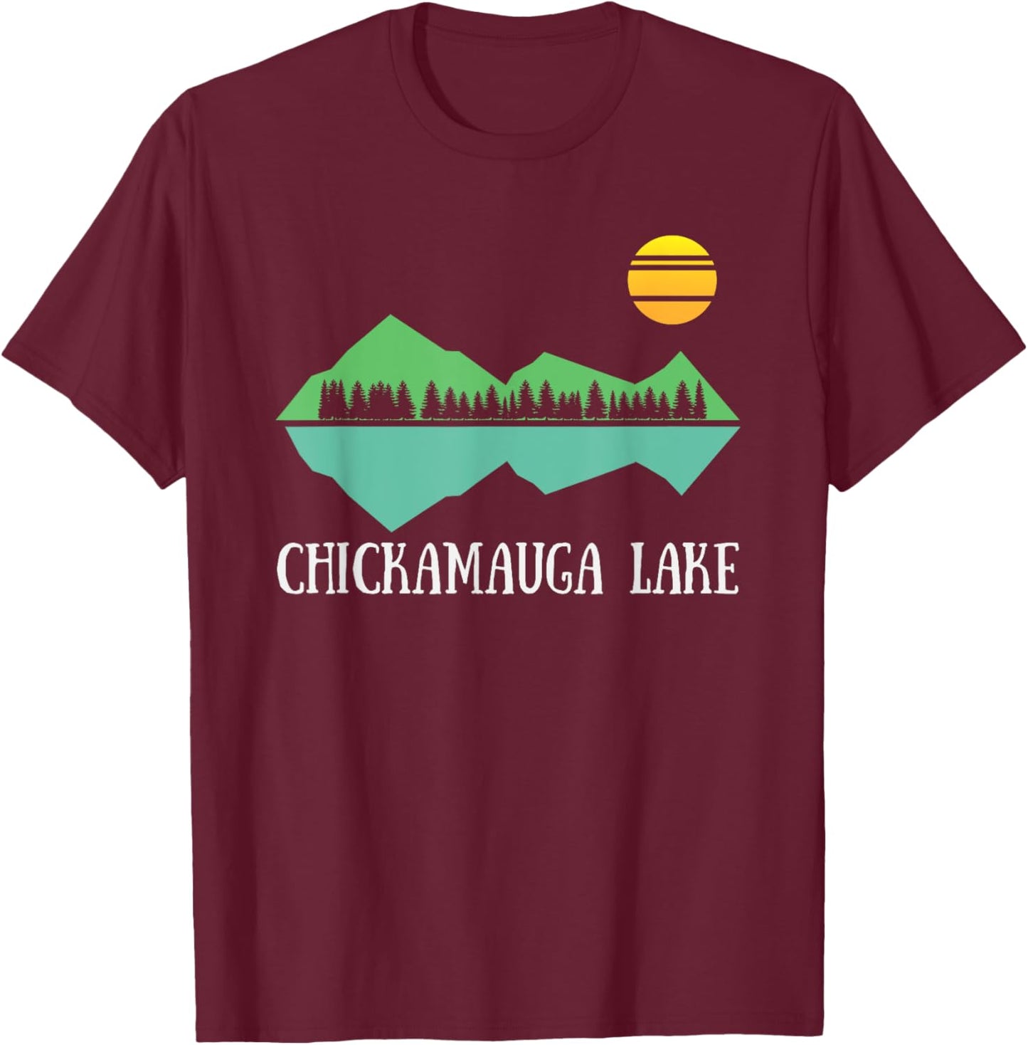 Chickamauga Lake Tennessee Forest and Lake Dark Shirt T-Shirt - T-Shirt | Maroon