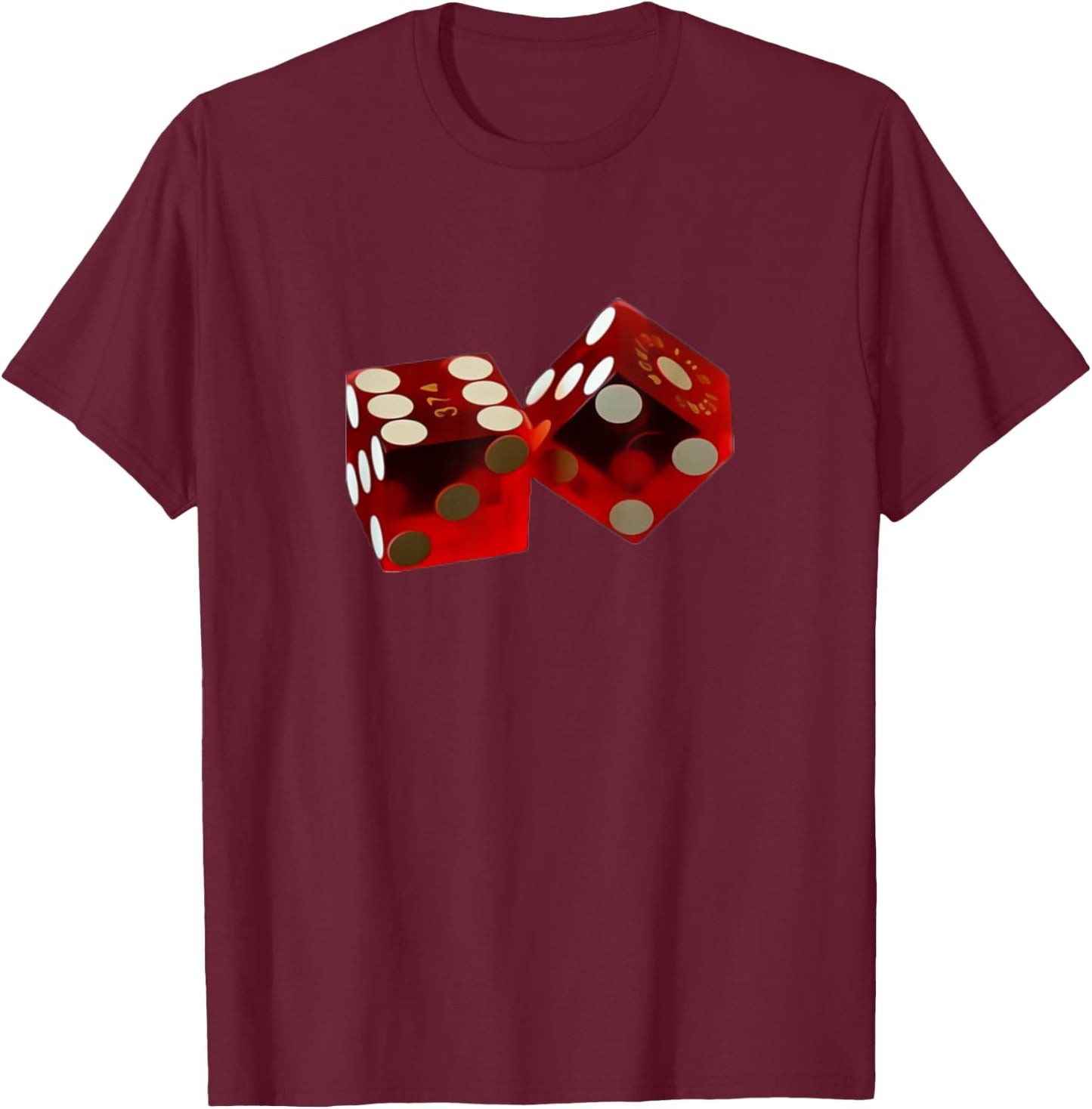 Casino Red Rolling Dice T-Shirt - T-Shirt | Maroon
