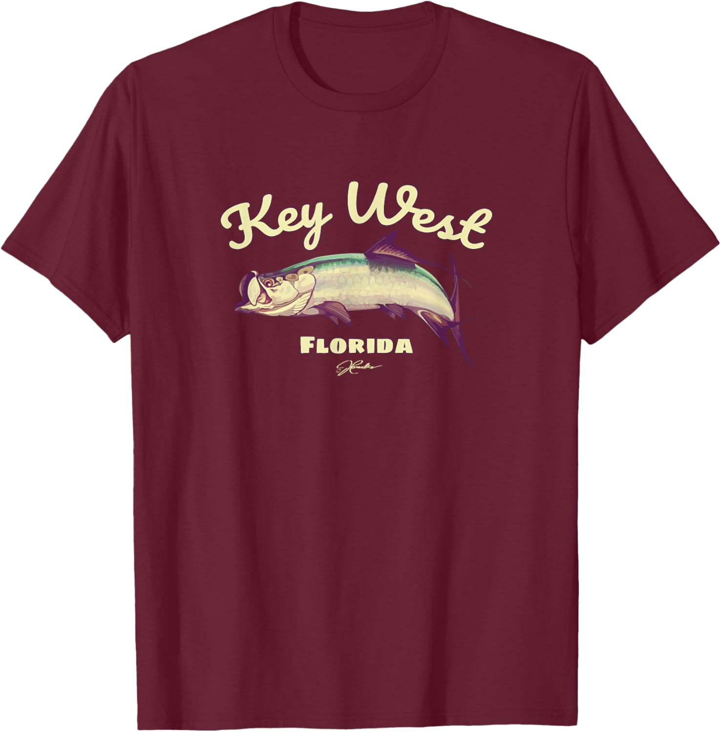 JCombs: Key West, Florida, Tarpon T-Shirt - T-Shirt | Maroon