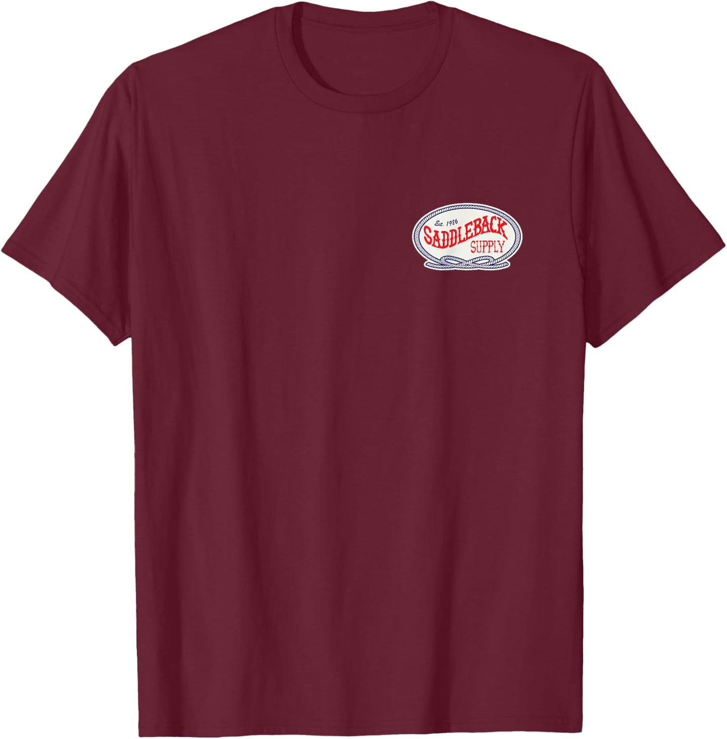 Saddleback Retro Cowboy Roping Logo Lightweight Graphic T-Shirt - T-Shirt | Maroon