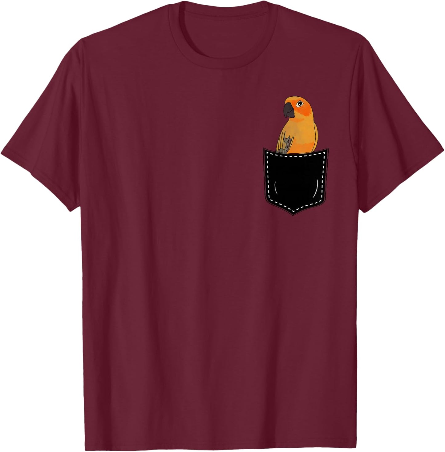 Pocket Sun Conure Parrot T-Shirt - T-Shirt | Maroon