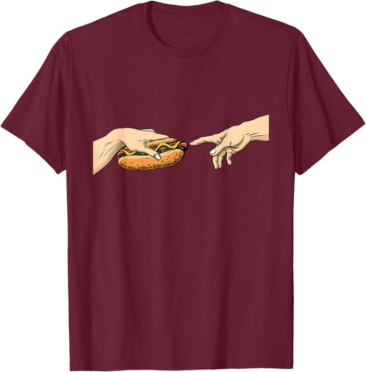 Creation of Hot Dog - Hot Dog Lover Fast Food Wiener Women Girls Kids T-Shirt - T-Shirt | Maroon