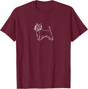 Cairn Terrier Dog - Minimalist Illustration Dog Breed Lover Men Women Kids T-Shirt - T-Shirt | Maroon