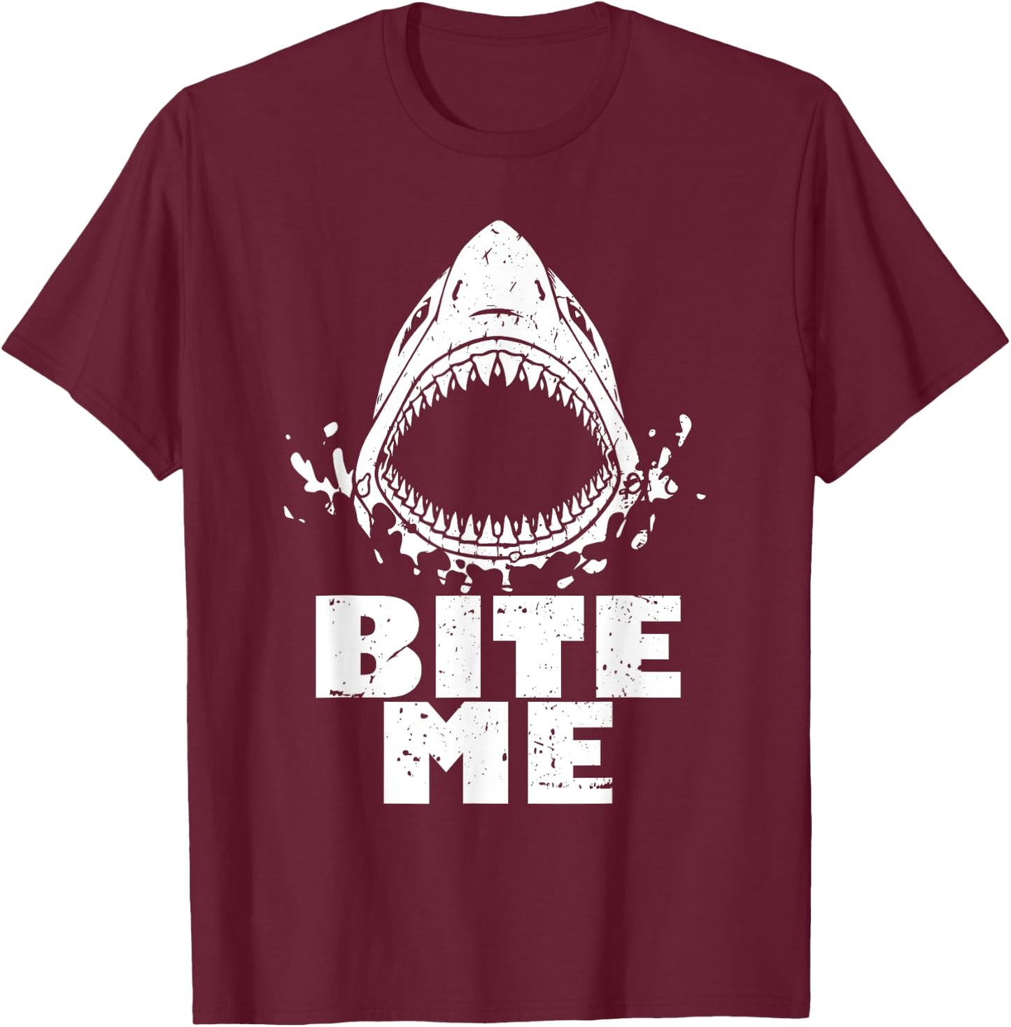 Vintage Shark Shirt - Bite Me - Shark T-Shirt - T-Shirt | Maroon