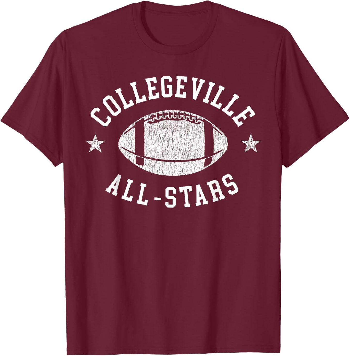 Collegeville Vintage All-Stars Football Retro 80s T-Shirt - T-Shirt | Maroon