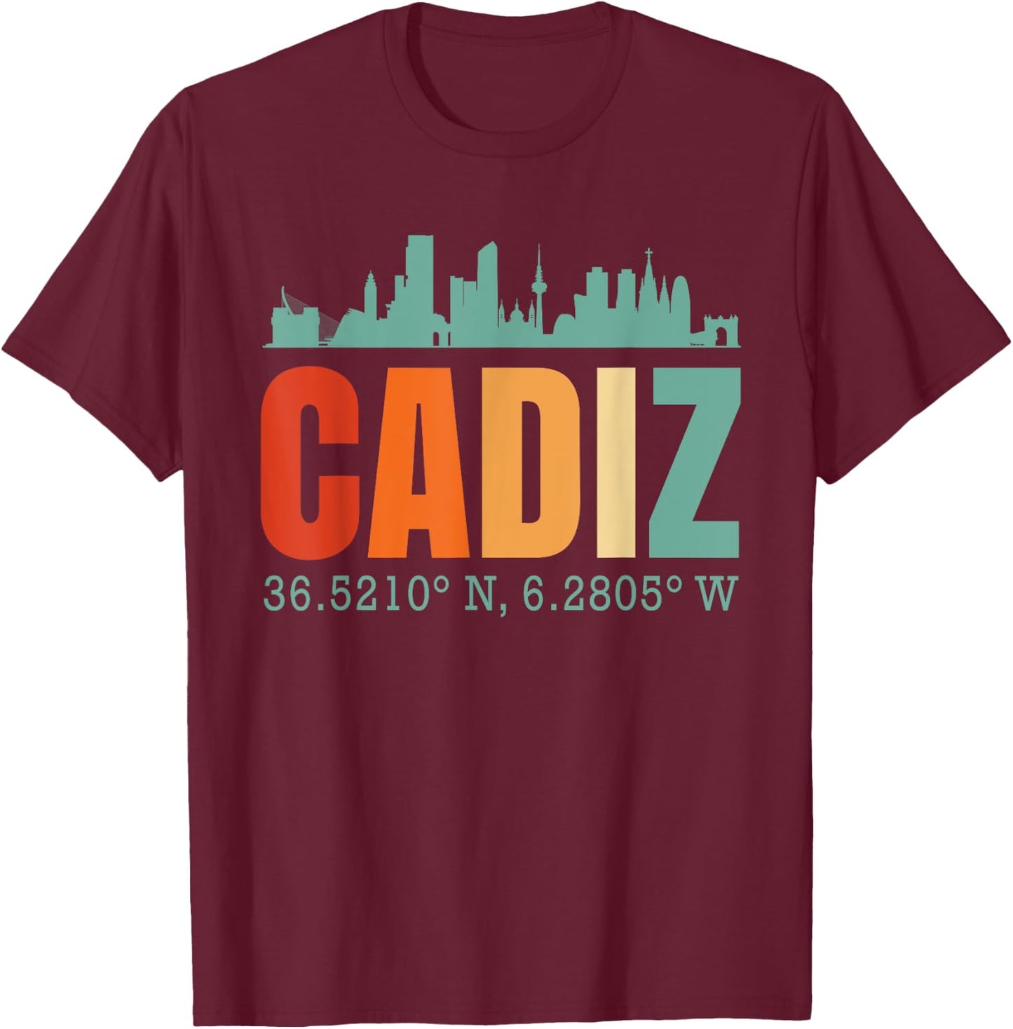 Cadiz Skyline T-Shirt - T-Shirt | Maroon
