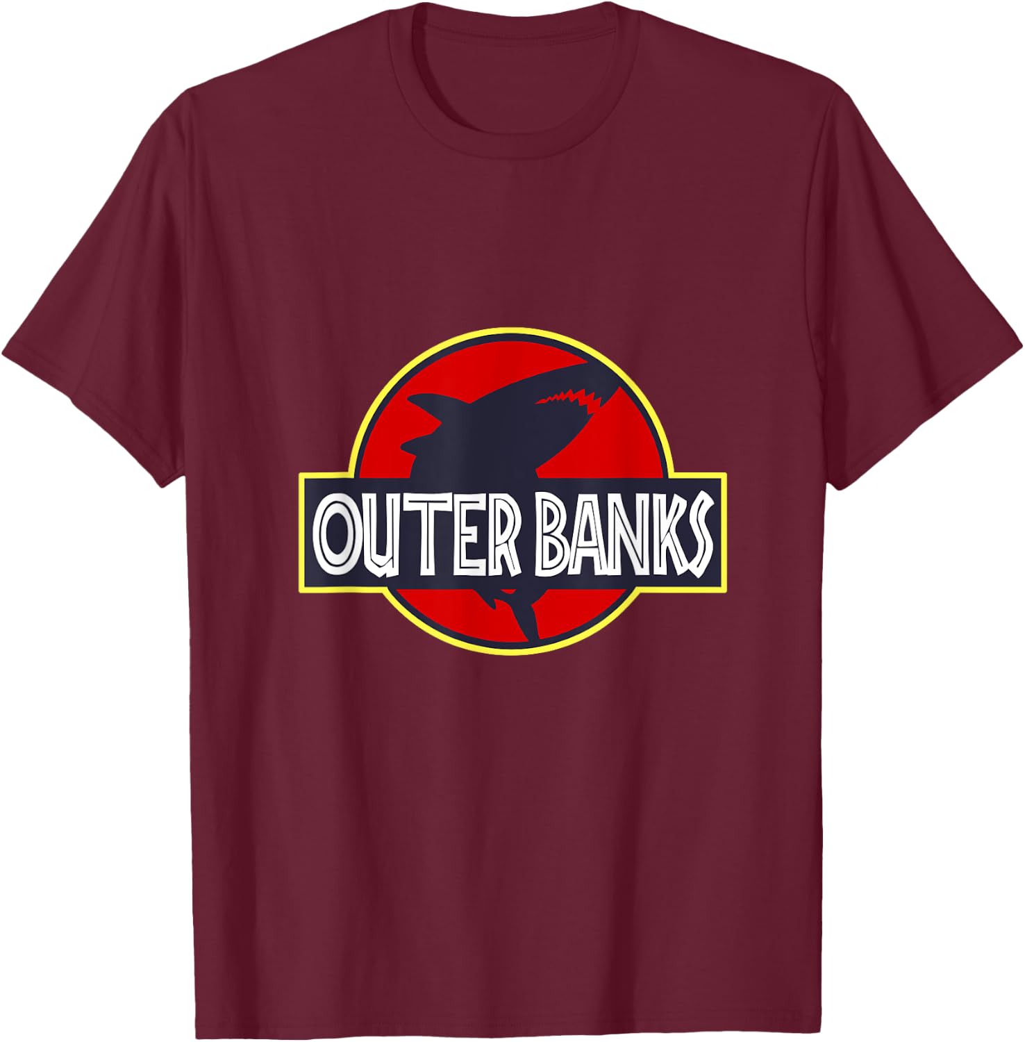 OBX Shark Shirt: Outer Banks of North Carolina T-Shirt - T-Shirt | Maroon