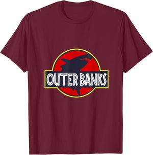 OBX Shark Shirt: Outer Banks of North Carolina T-Shirt - T-Shirt | Maroon