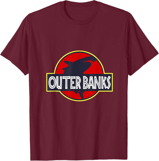 OBX Shark Shirt: Outer Banks of North Carolina T-Shirt - T-Shirt | Maroon