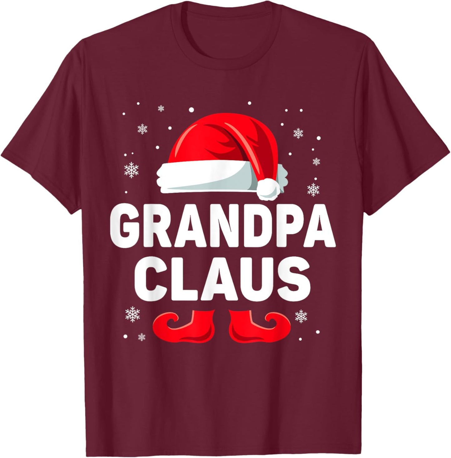 Grandpa Claus Christmas Matching Family Group Funny Xmas T-Shirt - T-Shirt | Maroon