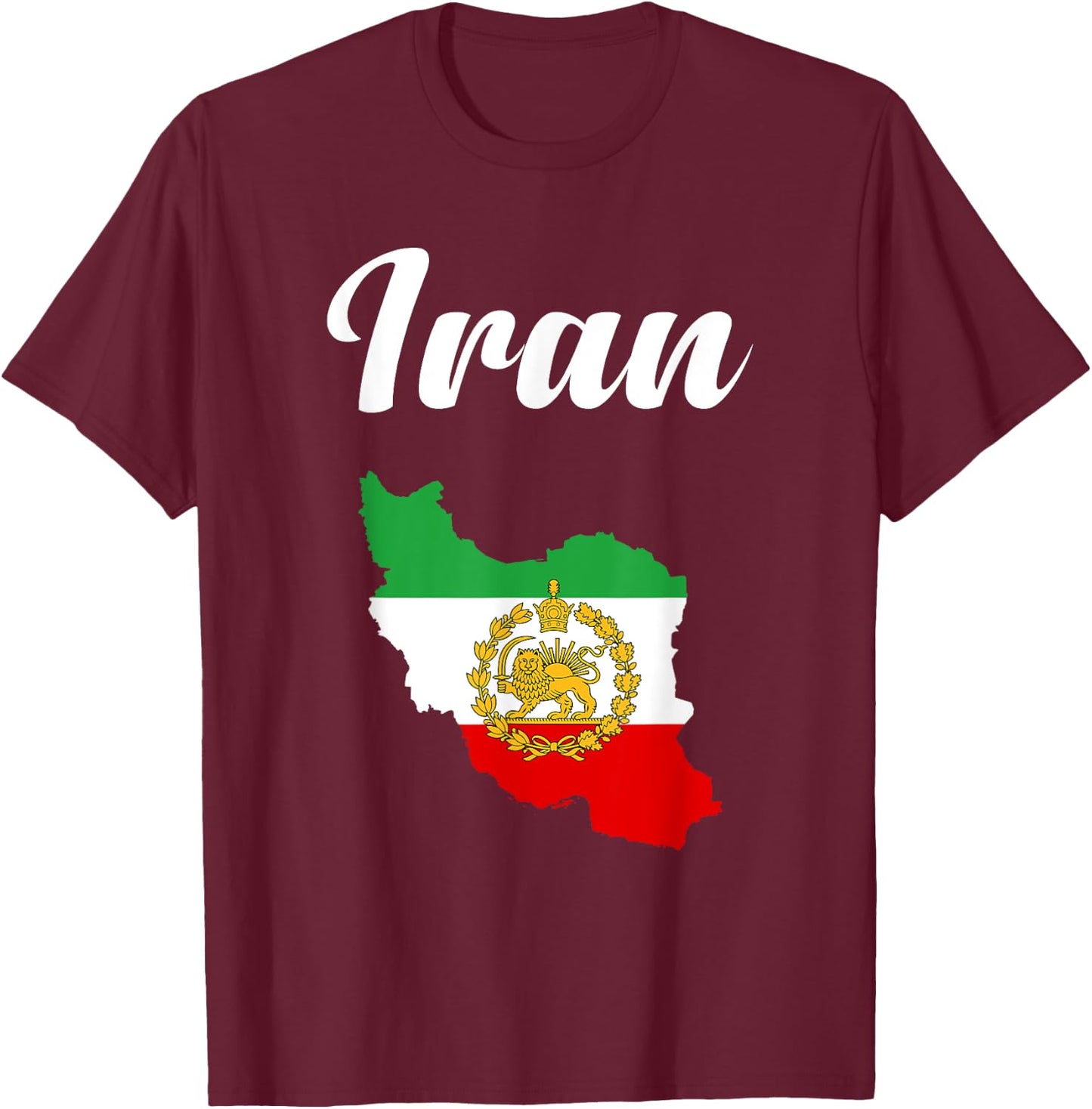 Iran Lion Sun Flag,Iran,Persian,Iran map,Flag of Iran. T-Shirt - T-Shirt | Maroon