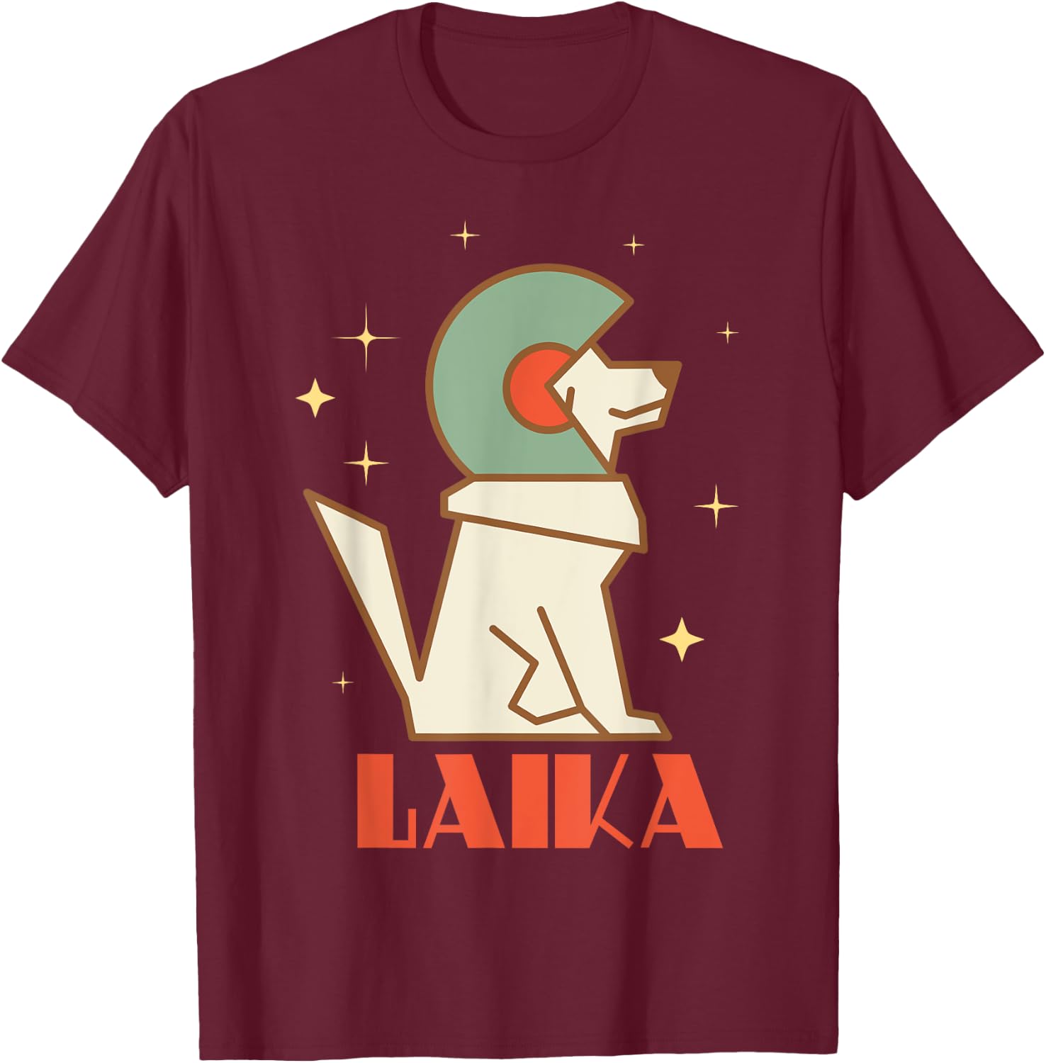 Laika Sputnik Space Dog Space Travel USSR Men Women T-Shirt - T-Shirt | Maroon