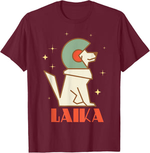 Laika Sputnik Space Dog Space Travel USSR Men Women T-Shirt - T-Shirt | Maroon