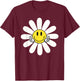 Nice white Daisies Flower Cute Daisies Flower Smile Face T-Shirt - T-Shirt | Maroon