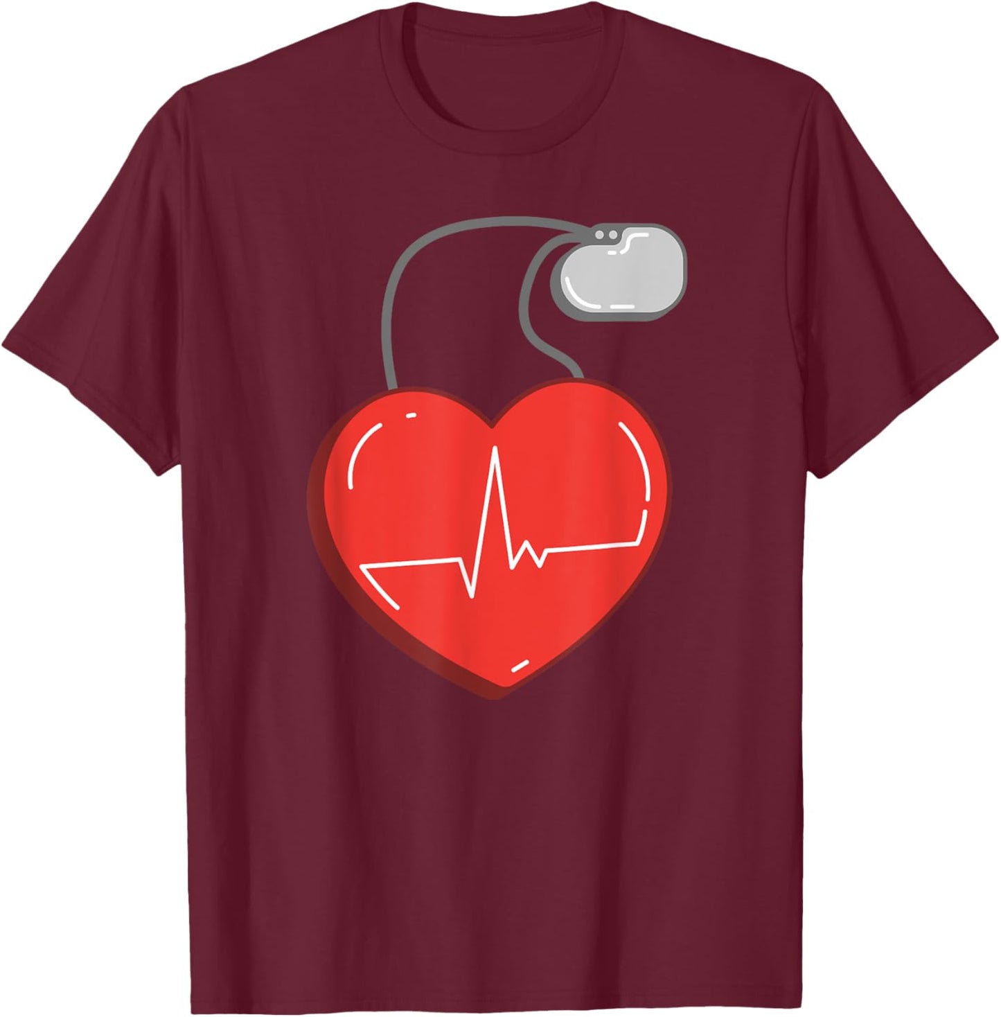 Implantable Defibrillator ICD Cardiac Pacemaker Recipient T-Shirt - T-Shirt | Maroon