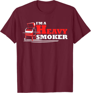 Im A Heavy Smoker BBQ Pitmaster Quote Grilling Saying Graphi T-Shirt - T-Shirt | Maroon