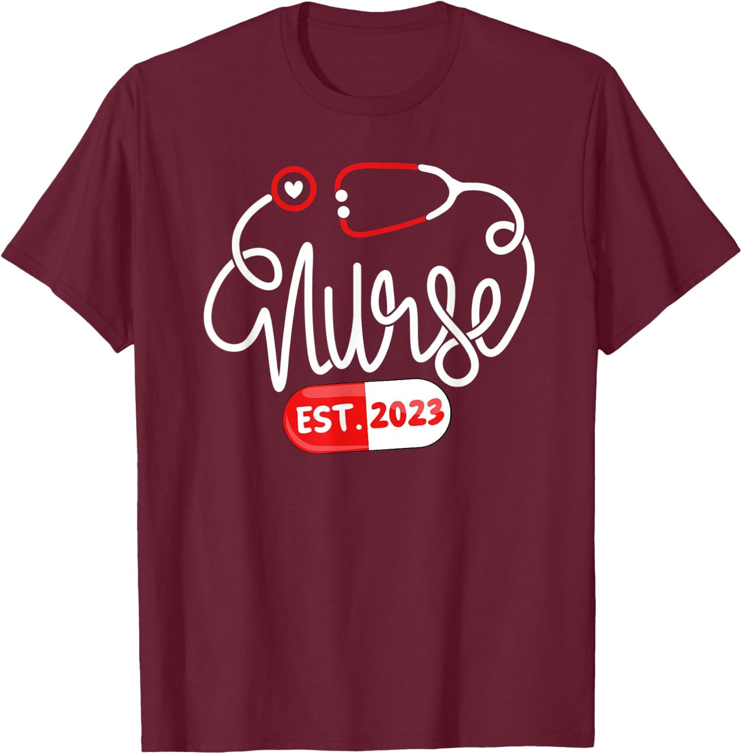 RN Nursing School Nurse Graduation Nurse Established 2023 T-Shirt - T-Shirt | Maroon