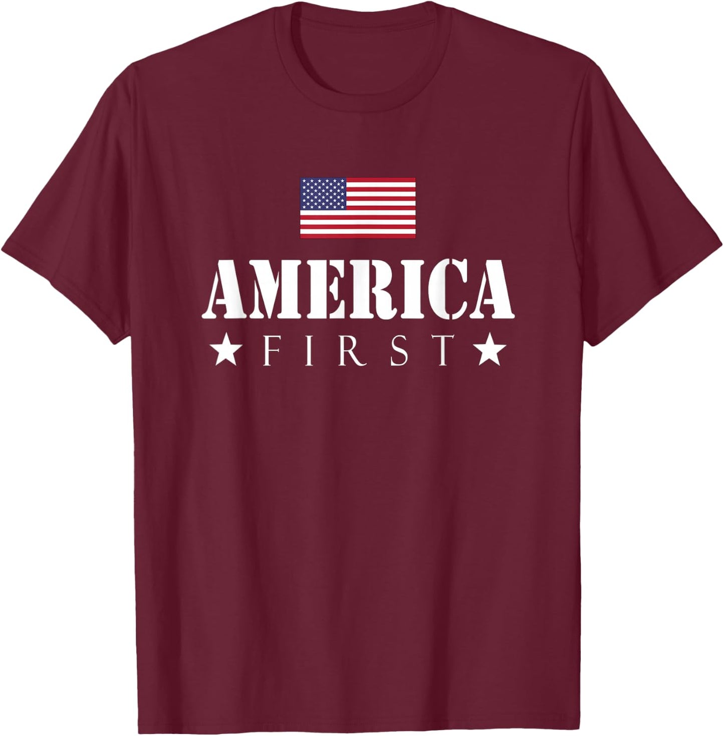 America First AmericaFirst USA Flag American Pride July 4th T-Shirt - T-Shirt | Maroon