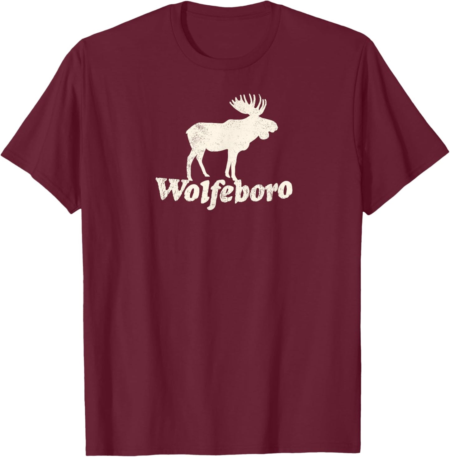 Wolfeboro, NH Vacation Moose T-Shirt - T-Shirt | Maroon