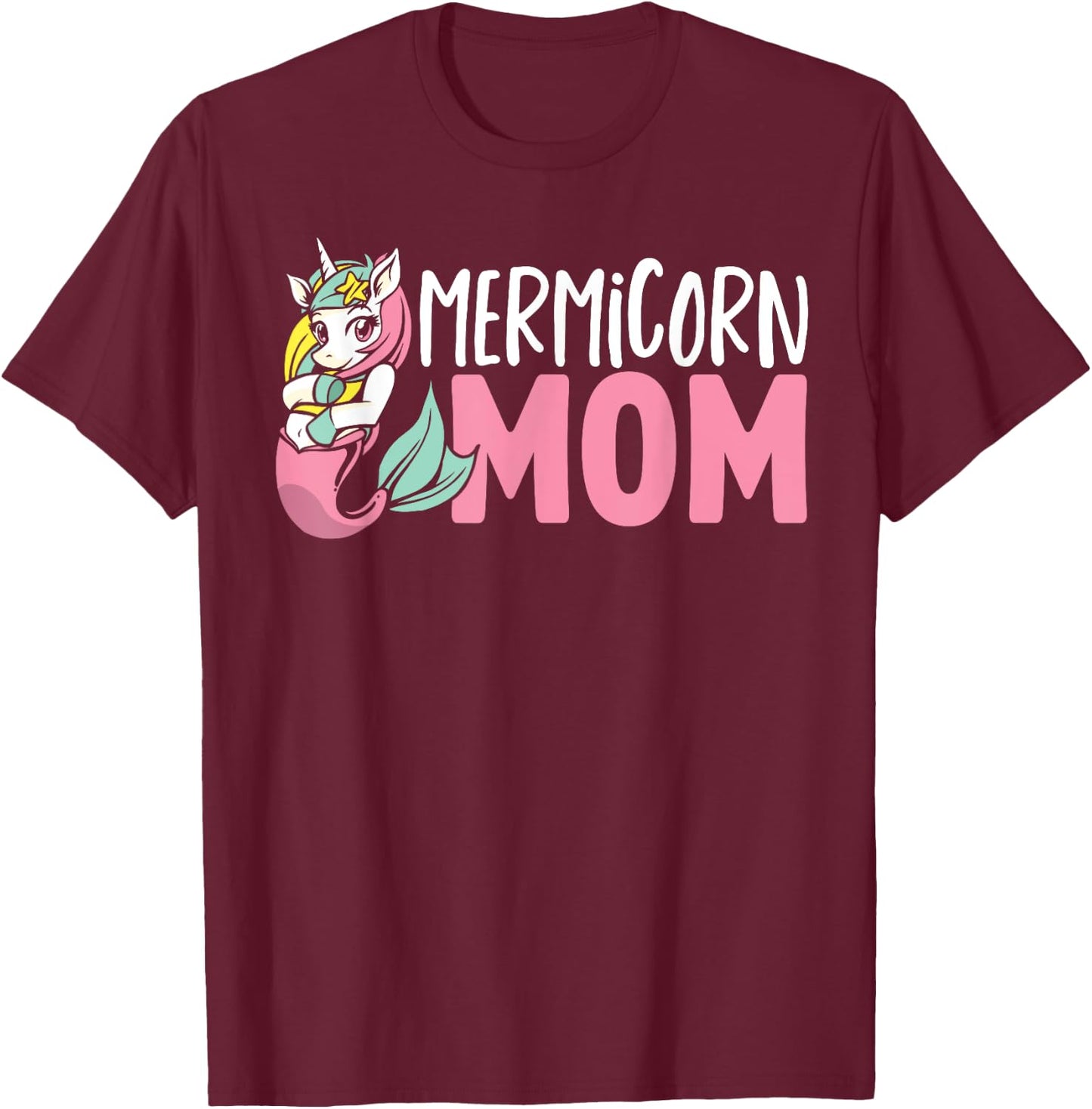 Unicorn Mermaid Adult Mermicorn Mom Women Mermicorn T-Shirt - T-Shirt | Maroon