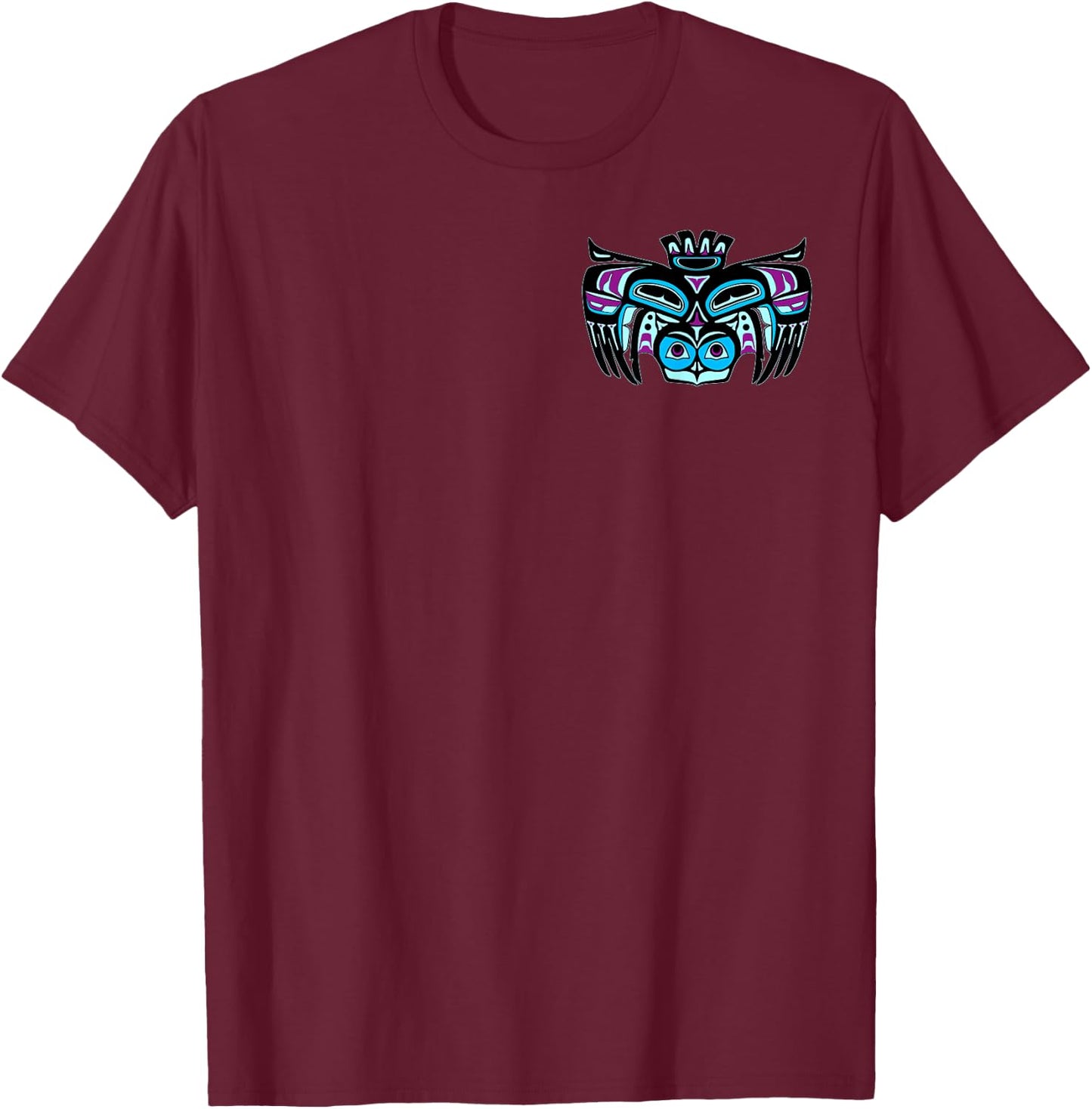 Alaska Native American Style Haida Tlingit Indian Spirit Owl T-Shirt - T-Shirt | Maroon