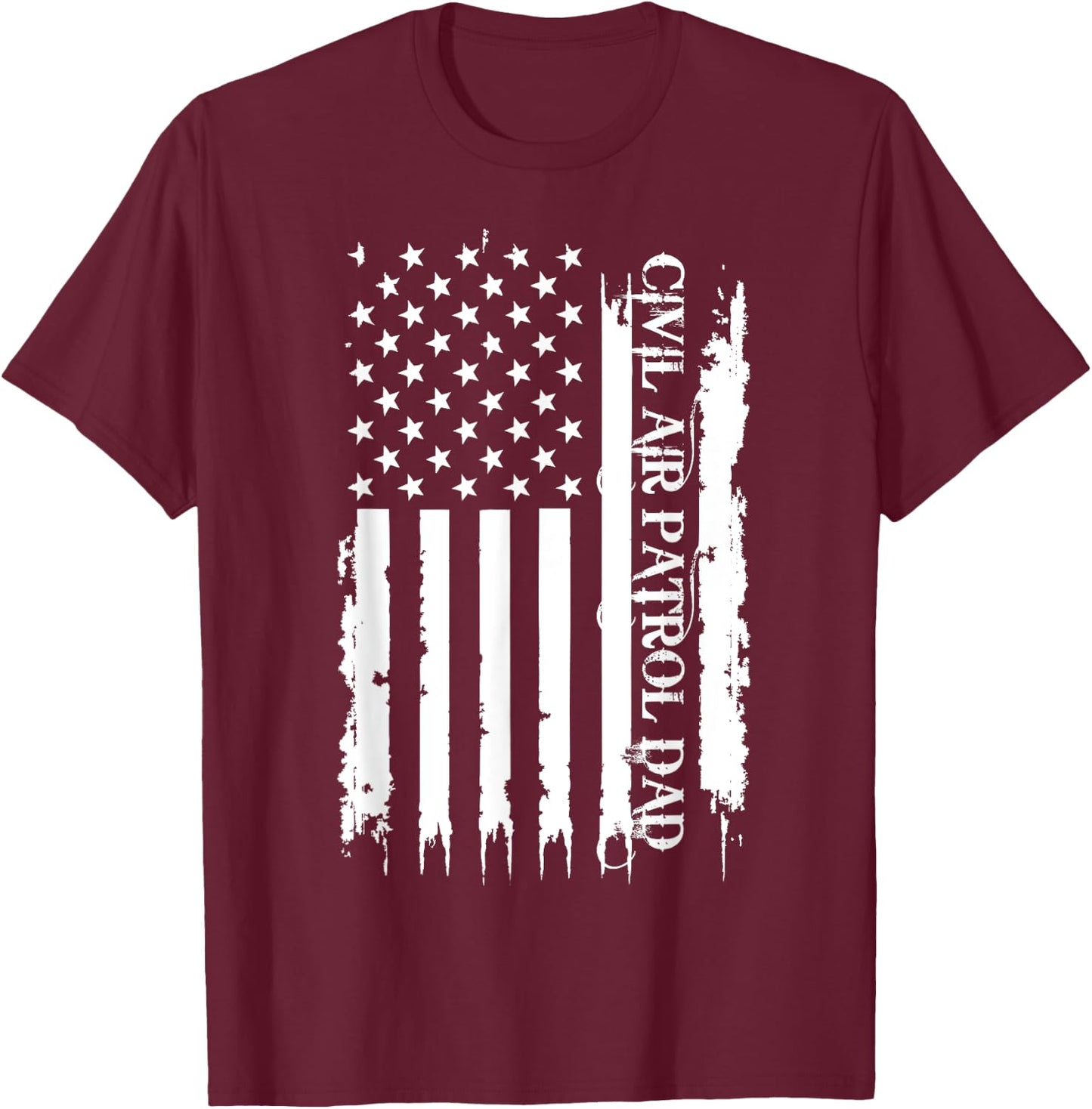 Civil Air Patrol Dad United States Distressed w US Flag T-Shirt - T-Shirt | Maroon