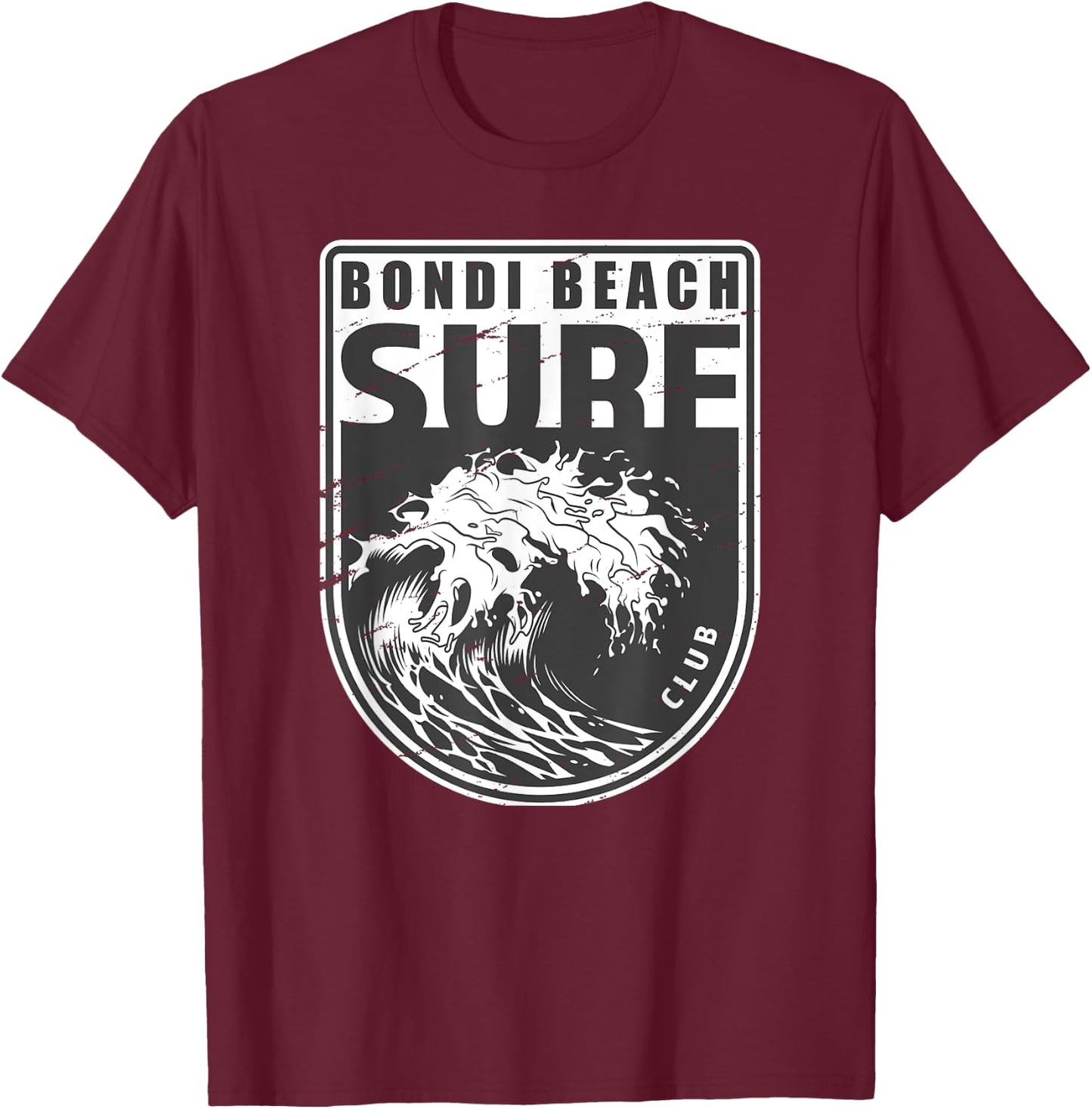 Bondi Beach Sydney Australia Surf Club Emblem T-Shirt - T-Shirt | Maroon