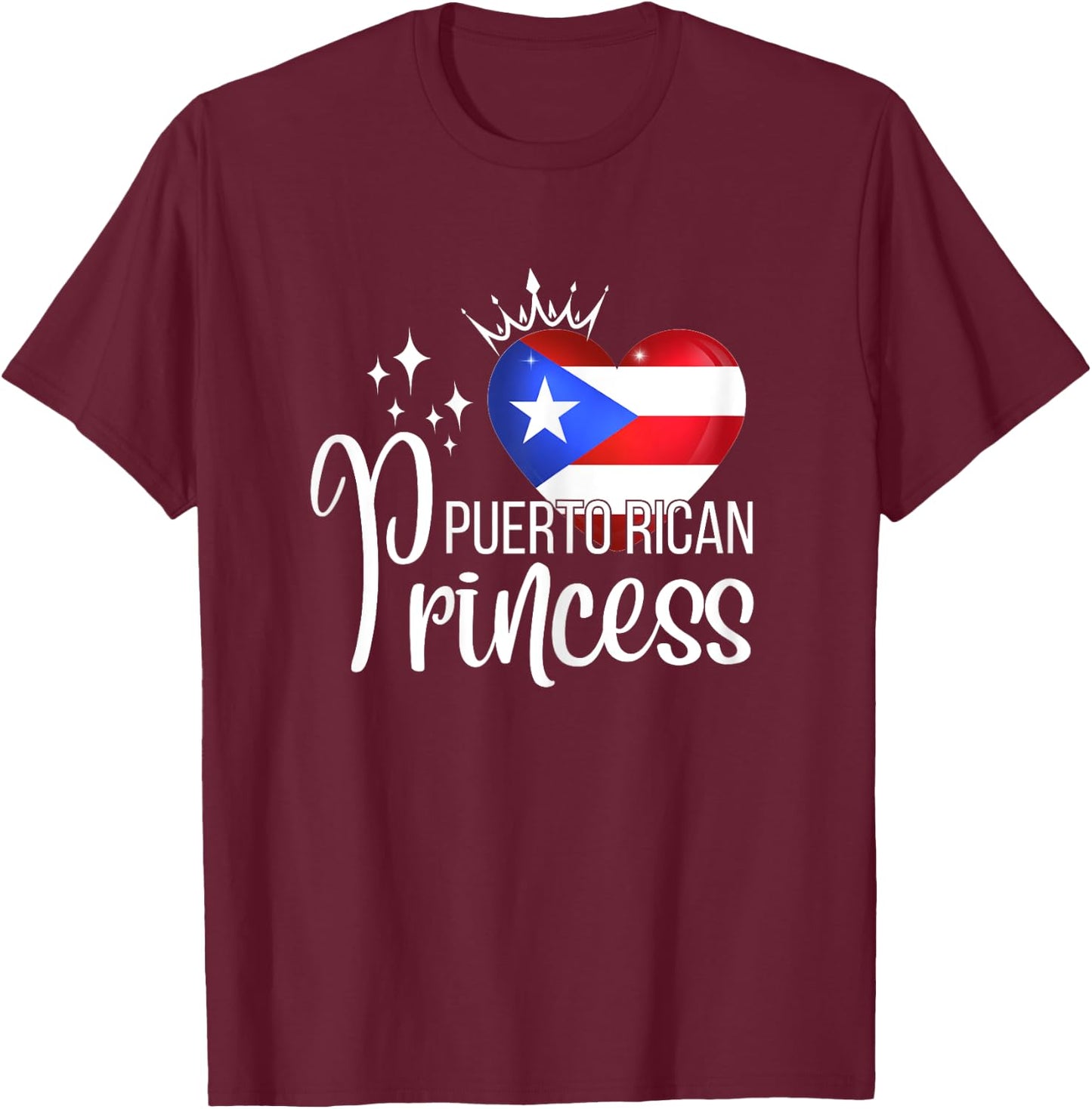 Boricua Flag Co Puerto Rican Princess , Female X-Small, Black T-Shirt - T-Shirt | Maroon