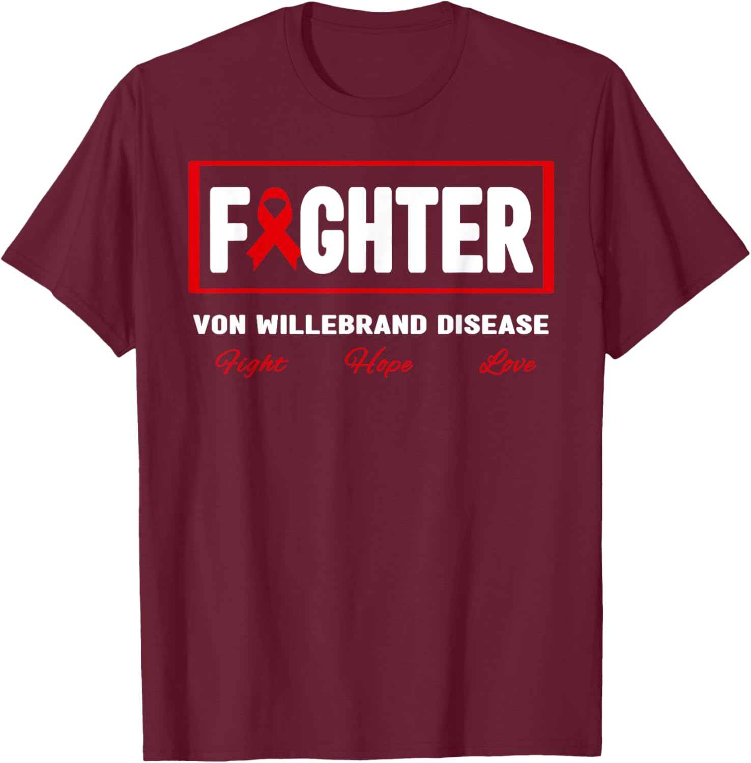 VWD Awareness Fighter - Von Willebrand Disease Awareness T-Shirt - T-Shirt | Maroon