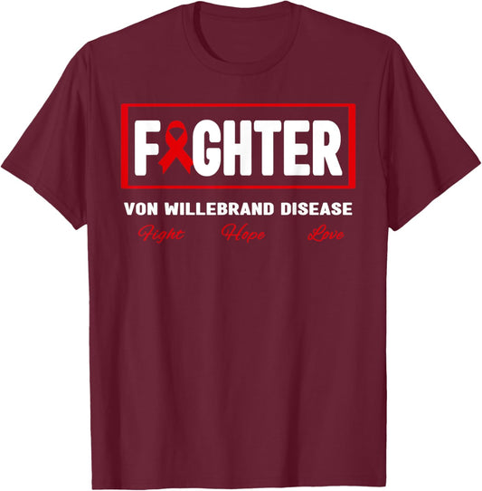 VWD Awareness Fighter - Von Willebrand Disease Awareness T-Shirt - T-Shirt | Maroon