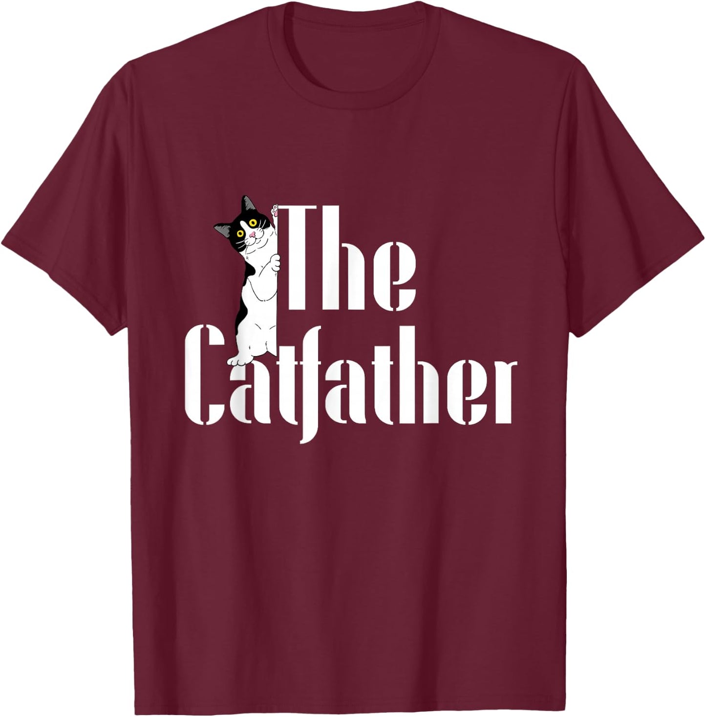 The Catfather Funny Cute Cat Dad Father Day Pet Kitty Lover T-Shirt - T-Shirt | Maroon