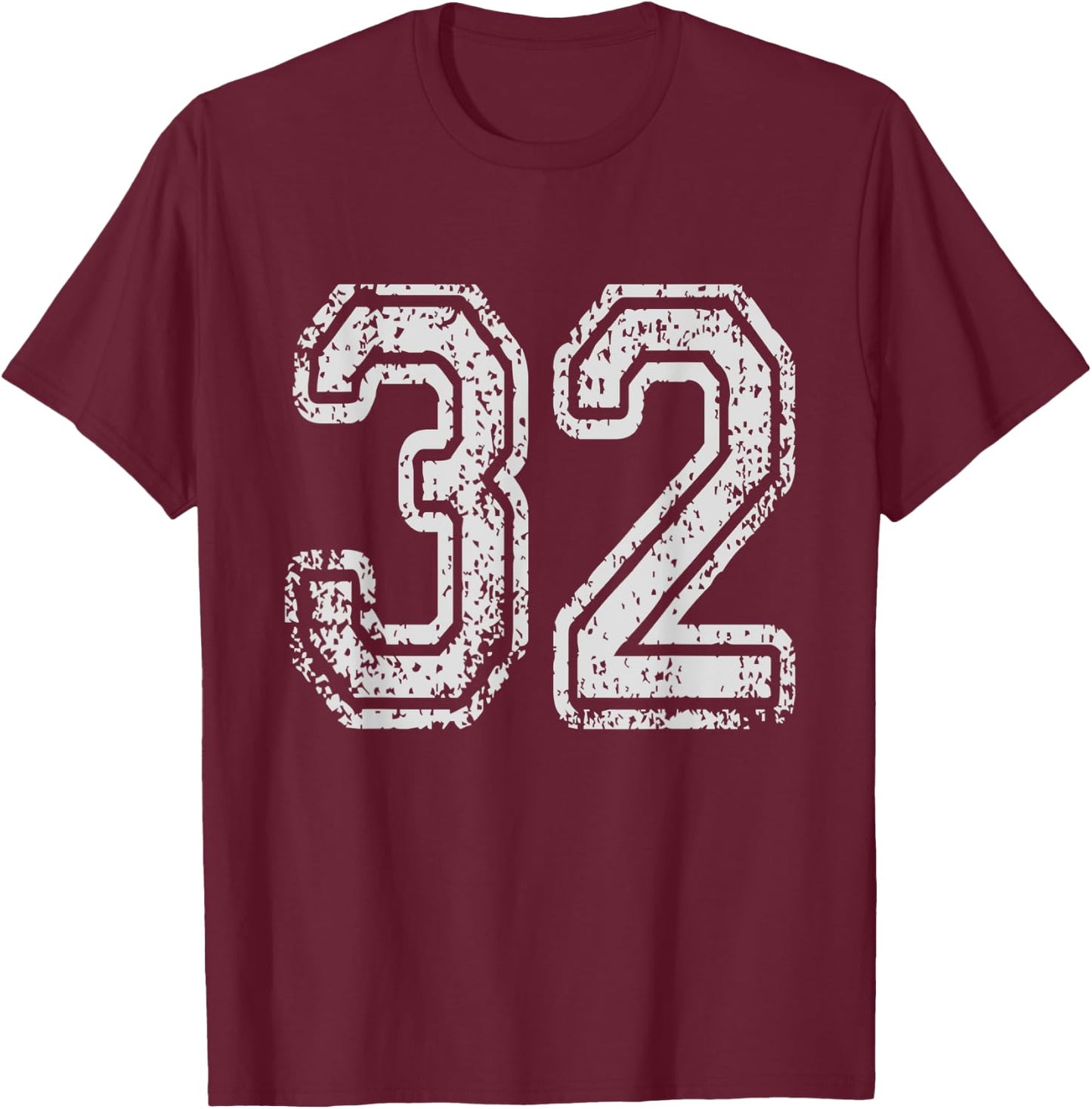 Team Jersey Uniforms Number 32 School Sports 32nd Birthday T-Shirt - T-Shirt | Maroon