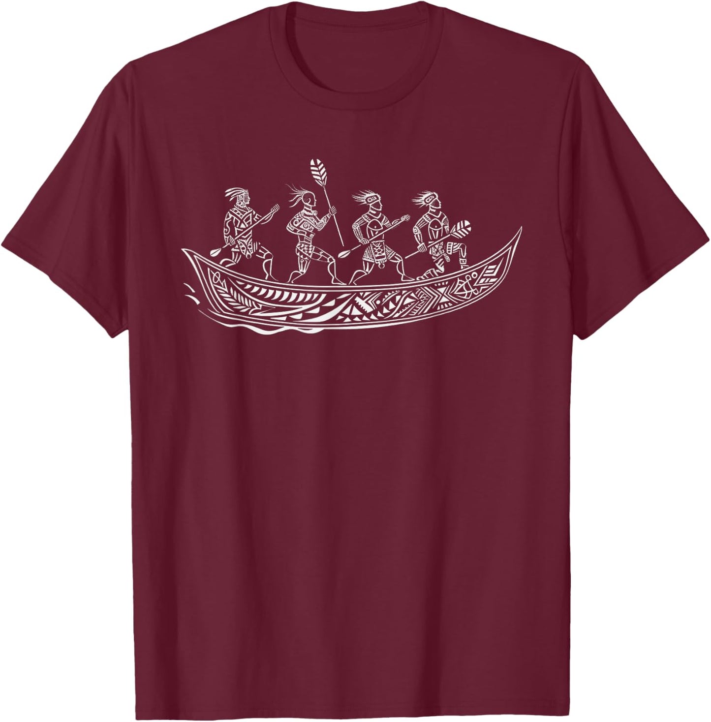 Tribal Hawaiian Outrigger Canoe Shirt - Hawaiian Tribal T-Shirt - T-Shirt | Maroon