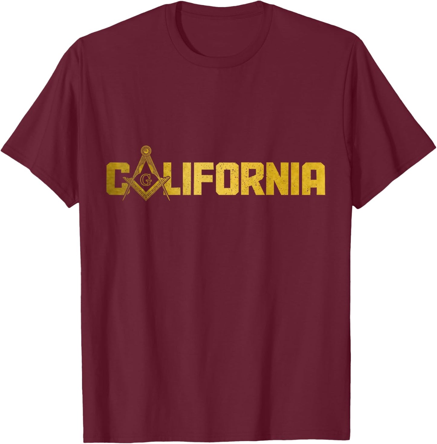 California Mason Freemason Masonic Square & Compass T-Shirt - T-Shirt | Maroon