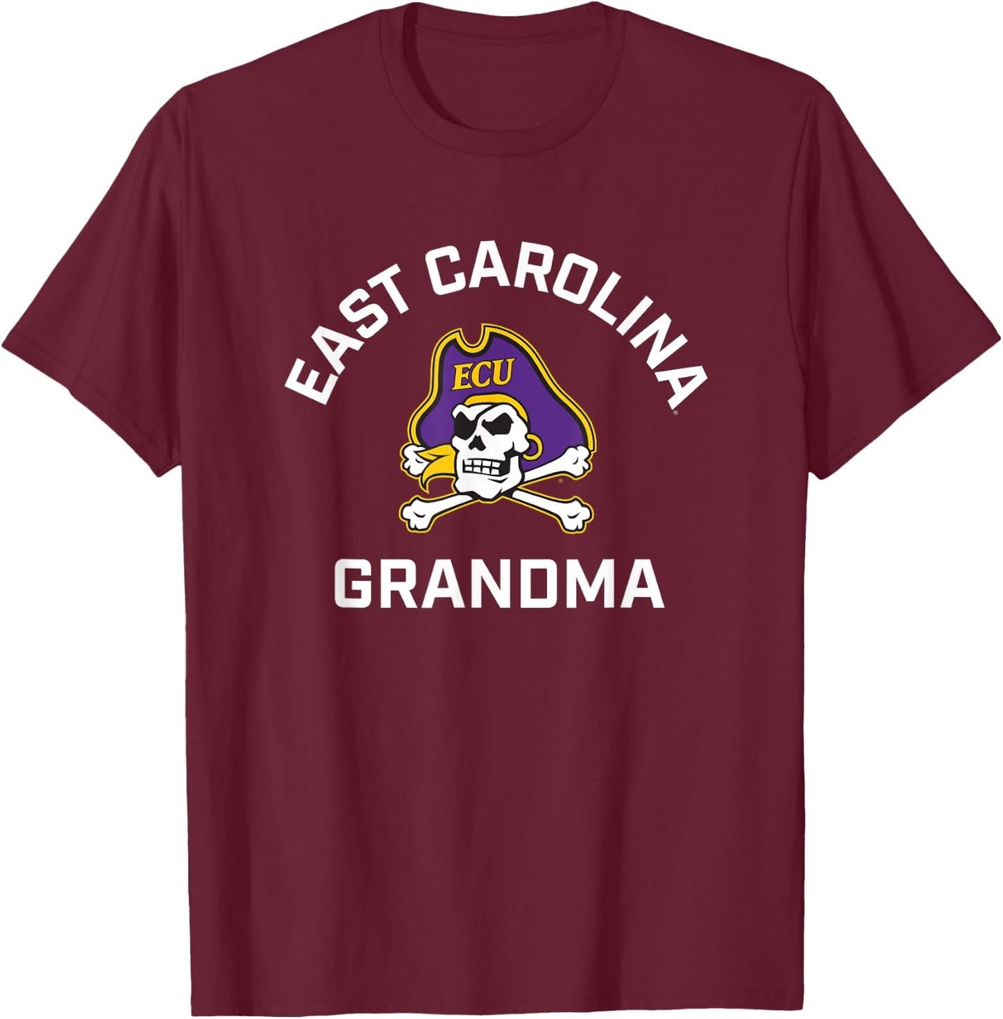 East Carolina University ECU Pirates Arched Grandma T-Shirt - T-Shirt | Maroon