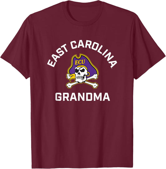 East Carolina University ECU Pirates Arched Grandma T-Shirt - T-Shirt | Maroon