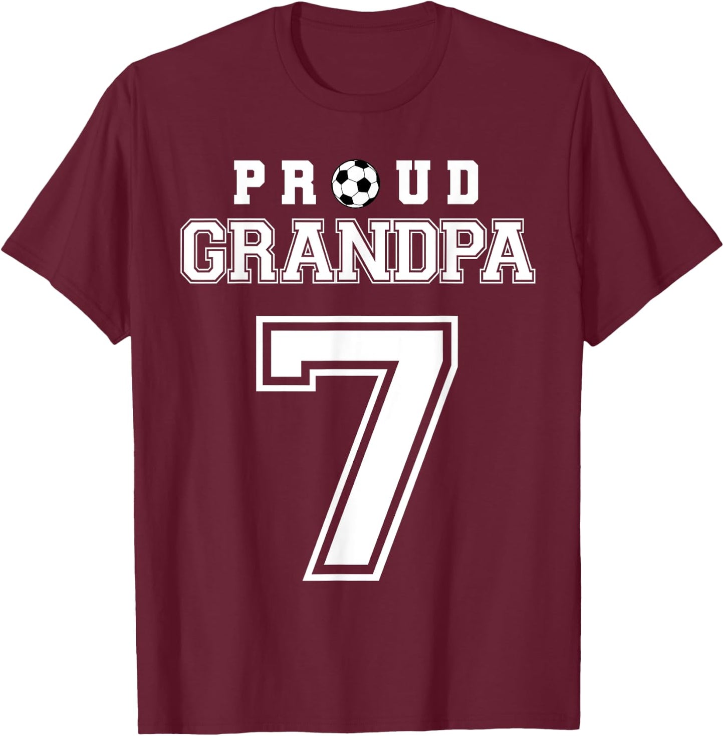 Number 7 Custom Proud Soccer Futbol Grandpa Personalized T-Shirt - T-Shirt | Maroon