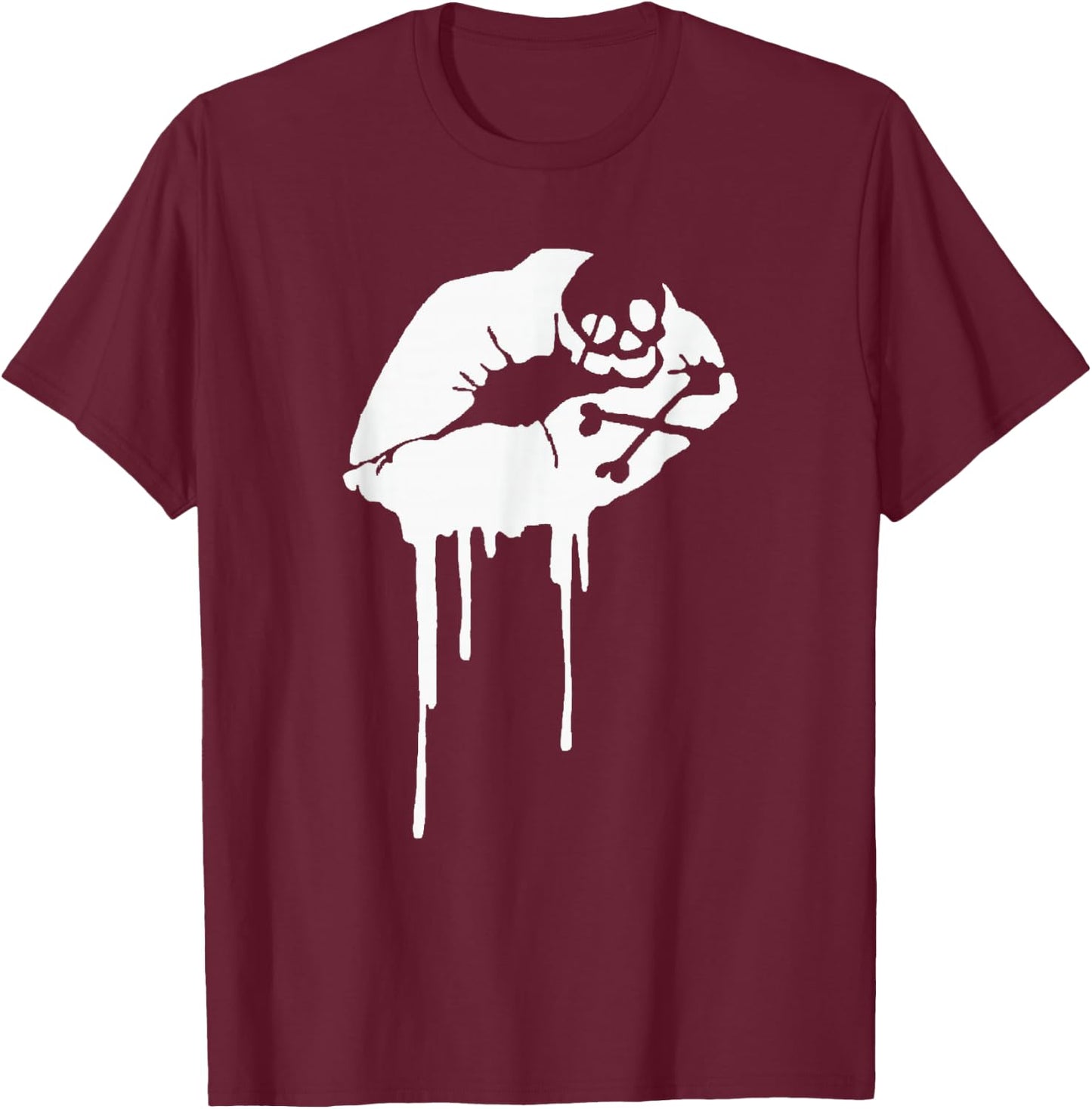 Fatal Kiss Lips and Skull Popular Tattoo Inspired T-Shirt - T-Shirt | Maroon