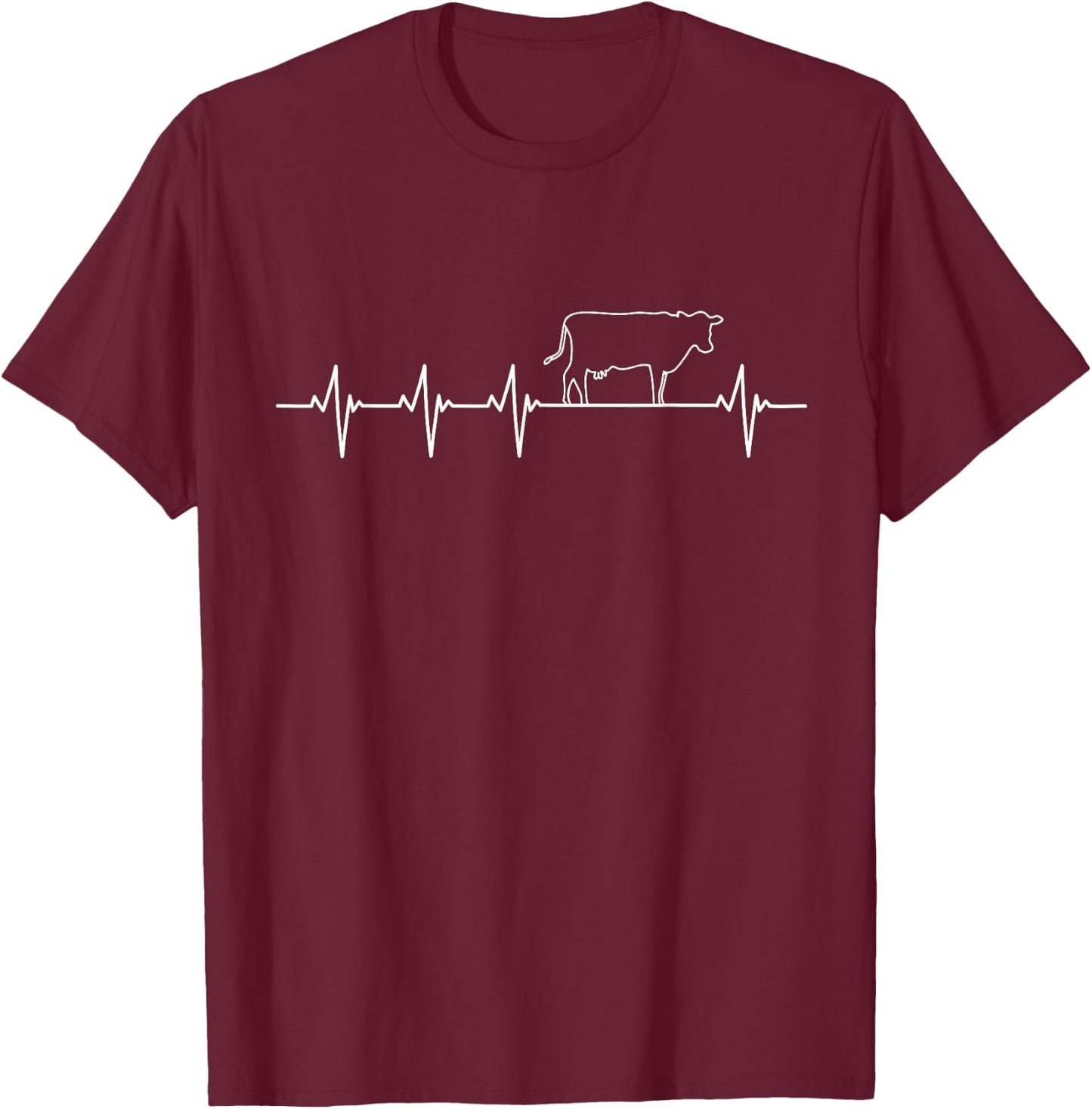 I Love My Cow Valve EKG Heartbeat Heart Patient T-Shirt - T-Shirt | Maroon