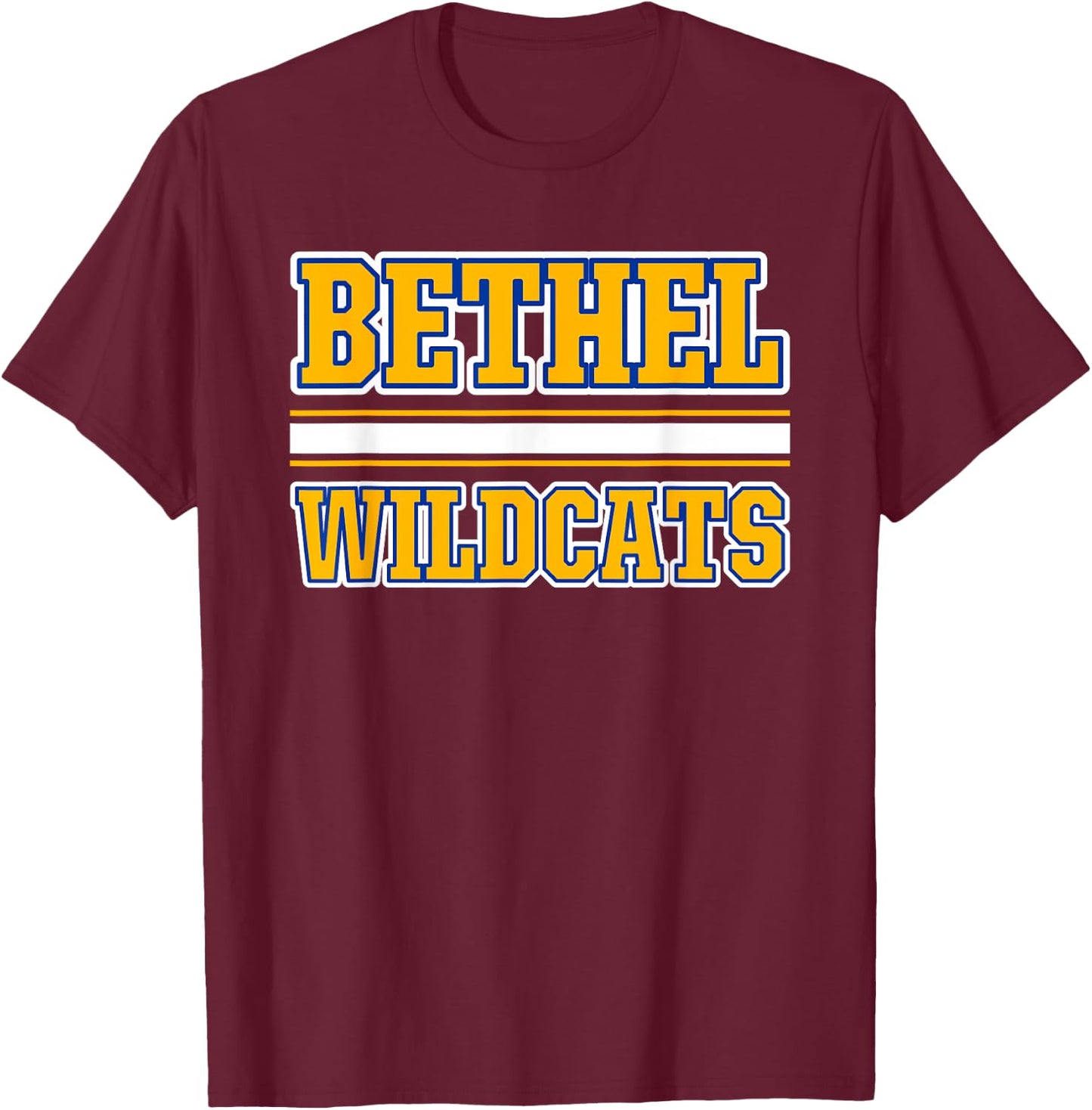 Bethel Wildcats Horizontal Stripes T-Shirt - T-Shirt | Maroon