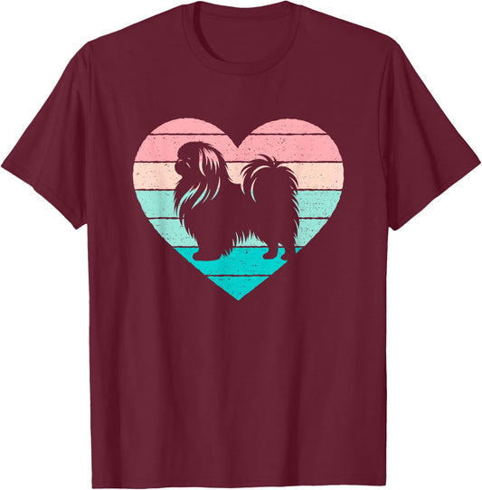 Pekingese Dog Lover Pastel Heart T-Shirt - T-Shirt | Maroon