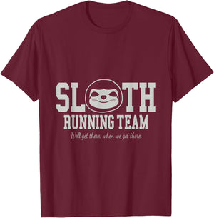 Sloth Running Team Funny Slow Exercise Animal T-Shirt - T-Shirt | Maroon